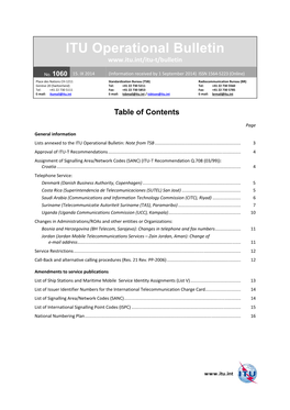 ITU Operational Bulletin