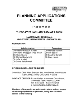 Richard Leigh, Committee Co-Ordinator, Committee Team, Room 203,HTH, Tel: 8753 2076 Fax: 8753 2138 E-Mail: Richard.Leigh@Lbhf.Gov.Uk