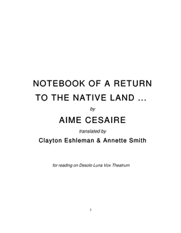 Notebook of a Return to the Native Land ... Aime Cesaire