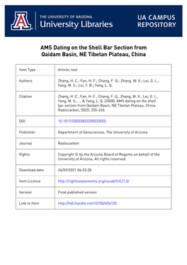 255 Ams Dating on the Shell Bar Section from Qaidam