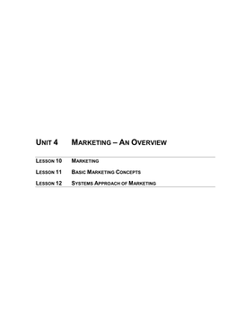 Unit 4 Marketing – an Overview