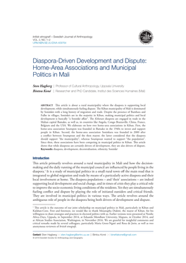 Diaspora-Driven Development and Dispute: Home-Area Associations and Municipal Politics in Mali