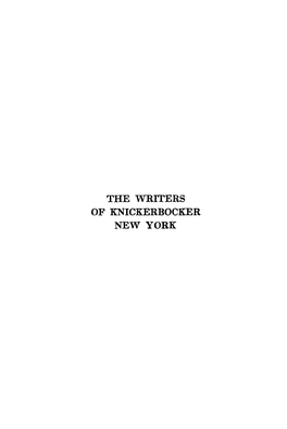 The Writers of Knickerbocker New York