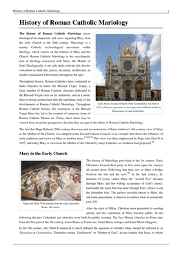 History of Roman Catholic Mariology 1 History of Roman Catholic Mariology