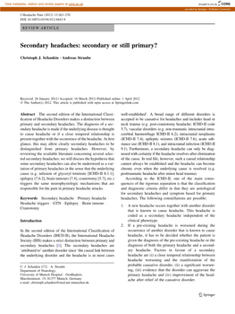 Secondary Headaches: Secondary Or Still Primary?