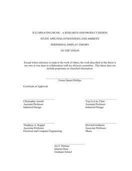 Illuminating Music: a Research and Product Design Study Applying Synesthesia and Ambient Peripheral Display Theory to The