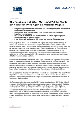 UFA Film Nights 2017 in Berlin Once Again an Audience Magnet