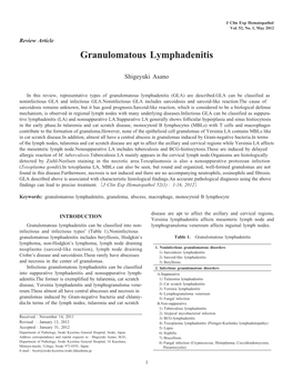 Granulomatous Lymphadenitis