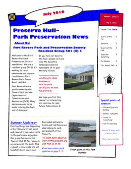 Preserve Hull~ Park Preservation News