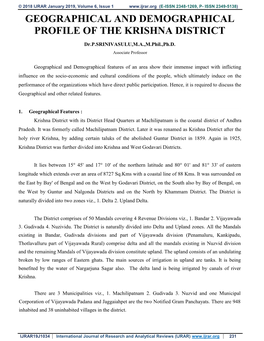 Geographical and Demographical Profile of the Krishna District