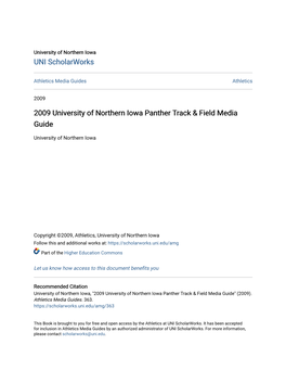 2009 University of Northern Iowa Panther Track & Field Media Guide