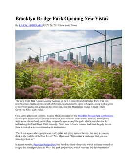 Brooklyn Bridge Park Opening New Vistas