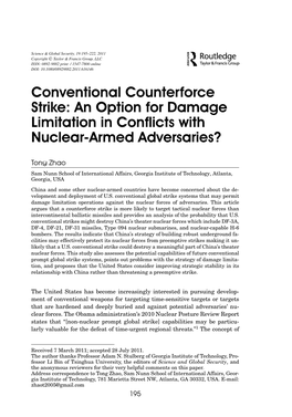 Conventional Counterforce Strike: an Option for Damage Limitation in Conﬂicts with Nuclear-Armed Adversaries?