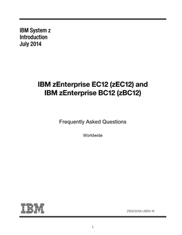 Zec12) and IBM Zenterprise BC12 (Zbc12