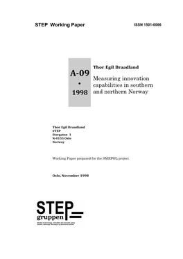 Measuring Innovation Capabilities in Southern and Northern Norway •