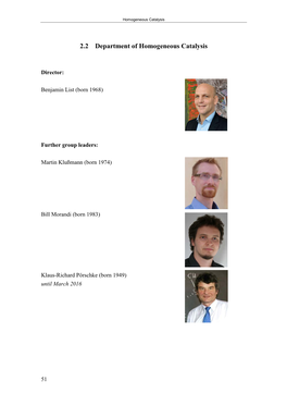 2.2 Department of Homogeneous Catalysis