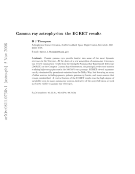 Gamma Ray Astrophysics: the EGRET Results 2