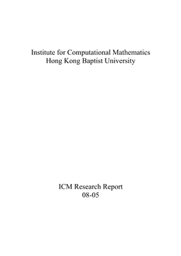 Institute for Computational Mathematics Hong Kong Baptist University