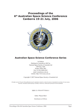 Proceedings of the 6Th Australian Space Science Conference Canberra 19-21 July, 2006