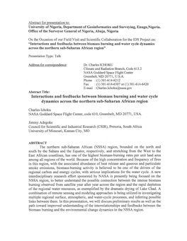 Interactions and Feedbacks Between Biomass Burning and Water Cycle Dynamics Across the Northern Sub-Saharan African Region