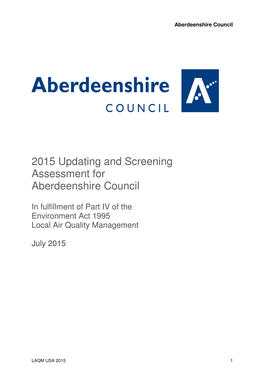 2015 Updating and Screening Assessment for Aberdeenshire Council