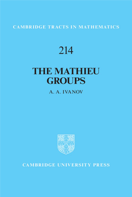 The Mathieu Groups CAMBRIDGE TRACTS in MATHEMATICS