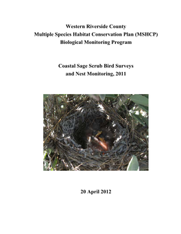 Coastal Sage Scrub Bird Survey Report 2011