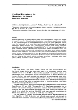 Aboriginal Knowledge of the Mammals of the Central Deserts of Australia