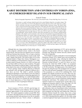 Karst Distribution and Controls on Yoron-Jima, an Emerged Reef Island in Sub-Tropical Japan