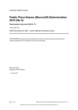 Moncrieff) Determination 2015 (No 4)