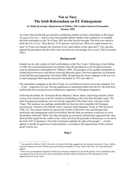 Not So Nice: the Irish Referendum on EU Enlargement / Mads Qvortrup