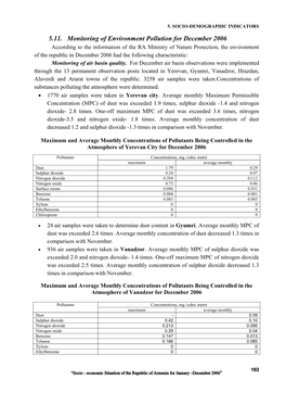 5.11. Monitoring of Environment Pollution for December 2006