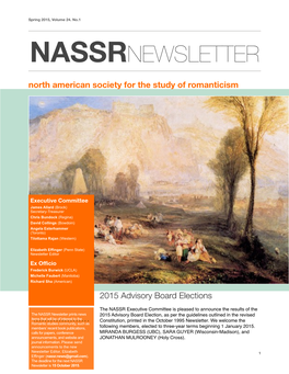 NASSRNEWSLETTER North American Society for the Study of Romanticism