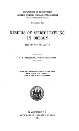 Results of Spirit Leveling Oregon