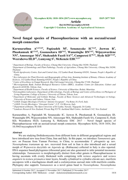 Novel Fungal Species of Phaeosphaeriaceae with an Asexual/Sexual Morph Connection