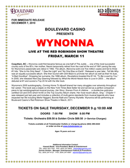 Wynonna Live at the Red Robinson Show Theatre