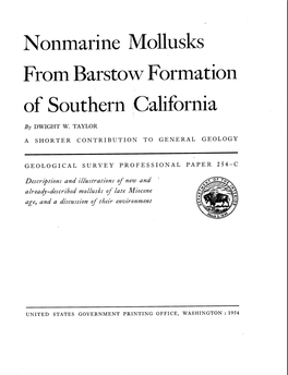 Nonmarine Mollusks from Barstow Formation of Southern /California