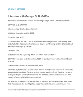 Interview with George G. B. Griffin