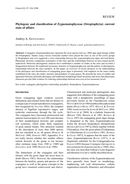 Phylogeny and Classification of Zygnematophyceae (Streptophyta): Current State of Affairs