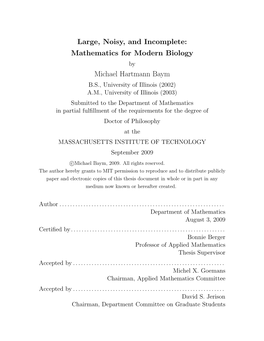 Large, Noisy, and Incomplete: Mathematics For