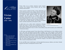 Vivian Carter Was an African American Record Company Executive Who Founded Vee-Jay Records with Her Future Husband, Jimmy Bracken