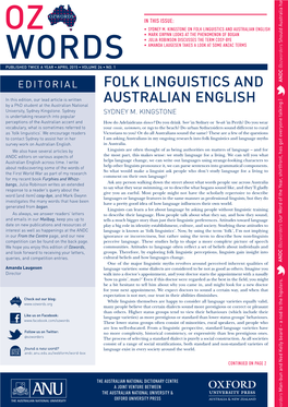 Folk Linguistics and Australian English