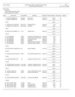 Town of Jackson Payment Approval Report - New Payment Approval Report Page: 1 Report Dates: 9/6/2013-9/12/2013 Sep 12, 2013 10:44AM