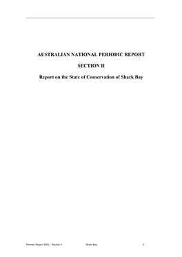Section II: Periodic Report on the State of Conservation of Shark Bay