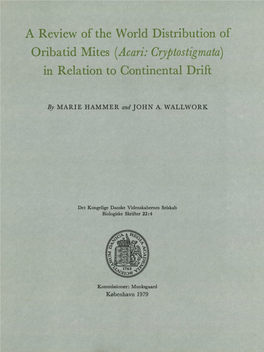 A Review of the World Distribution of Oribatid Mites [Acari: Cryptostigmata) in Relation to Continental Drift