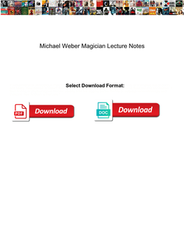 Michael Weber Magician Lecture Notes