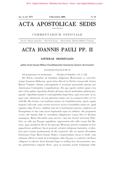 Acta Apostolicae Sedis. Commentarium Officiale