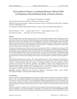Socio-Political Violence in Cambodia Between 1990 and 2008: an Explanatory Mixed Methods Study of Social Coherence