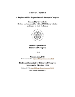 Papers of Shirley Jackson