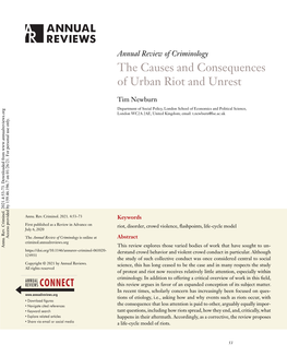 The Causes and Consequences of Urban Riot and Unrest